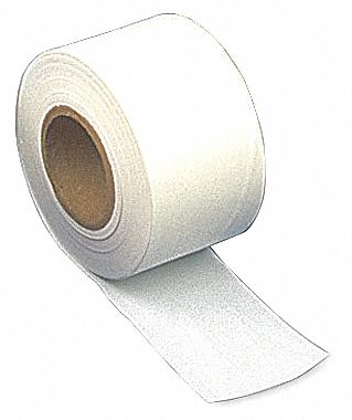 Flagging Tape: White, No Legend, No Pattern, 300 ft Lg, 2 in Wd, Vinyl