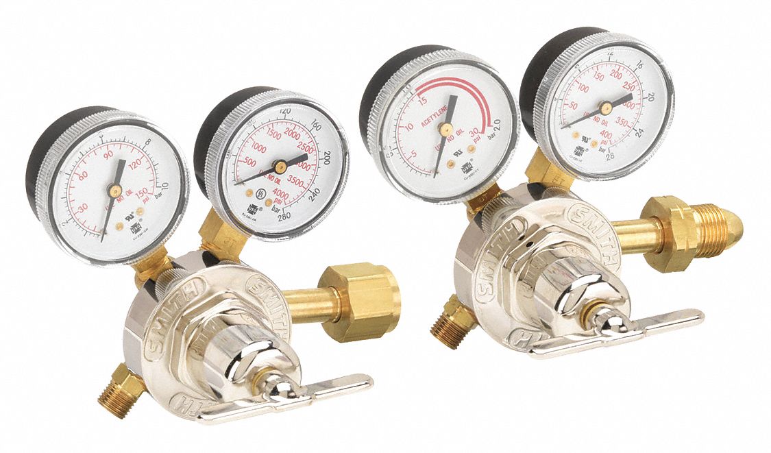 Gas Regulator: Single Stage, CGA 510/CGA 540 Inlet, 9/16"-18 M LH/RH Outlet