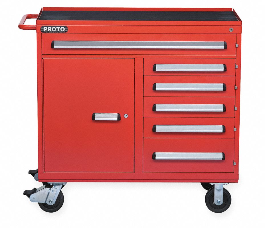 PROTO Gabinete Móvil, Industrial Premium, Rojo, Ancho 45", Profundidad
