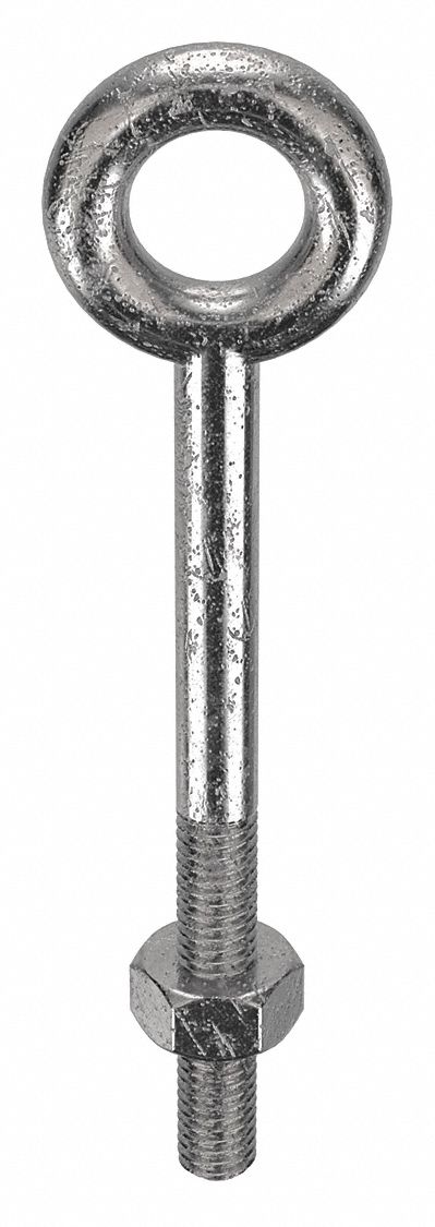 Machinery Eye Bolt: Without Shoulder, 18-8, Stainless Steel, Plain, 1/2"-13 Thread Size