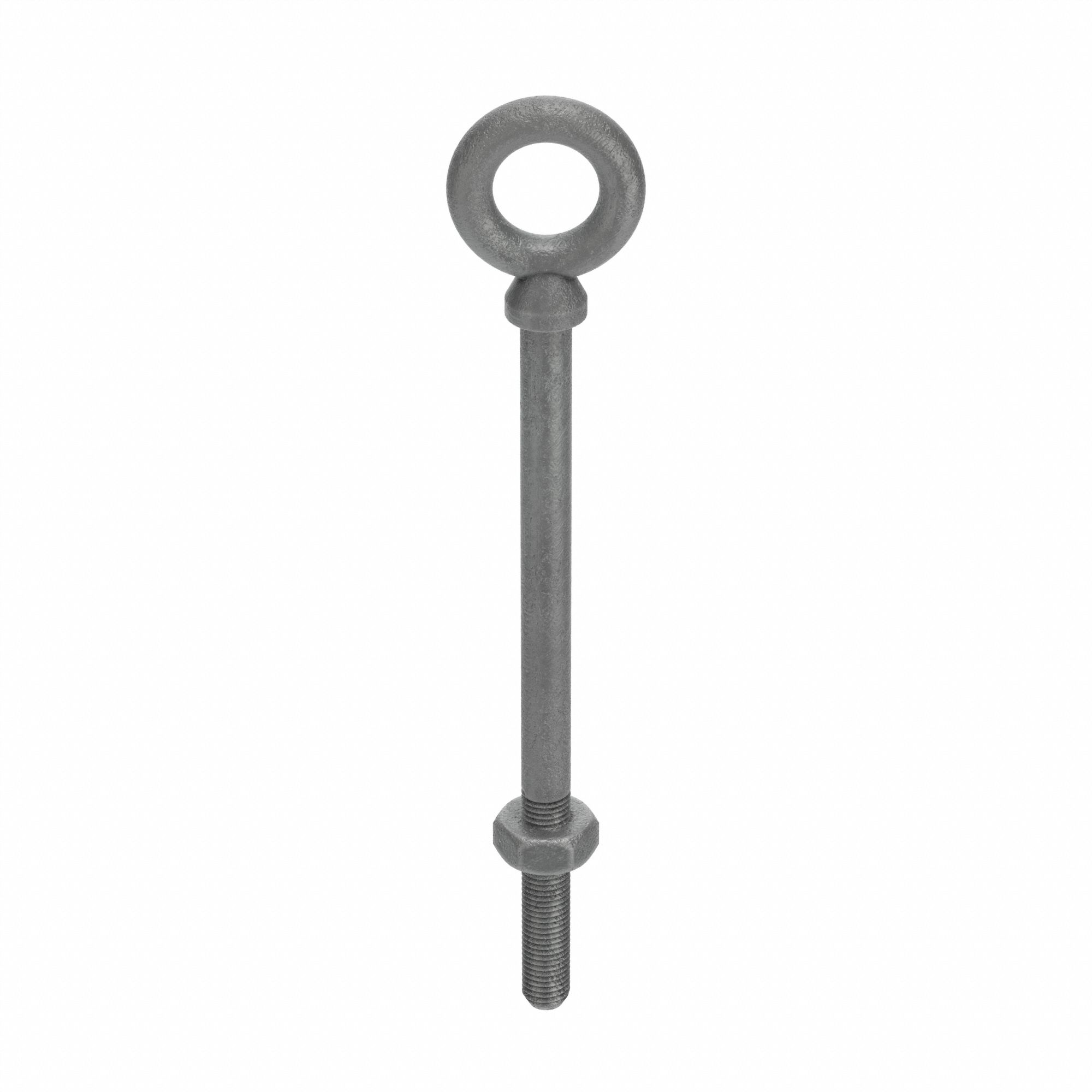 Machinery Eye Bolt: With Shoulder, Steel, Galvanized, 1 1/4"-7 Thread Size, 4 in Thread Lg