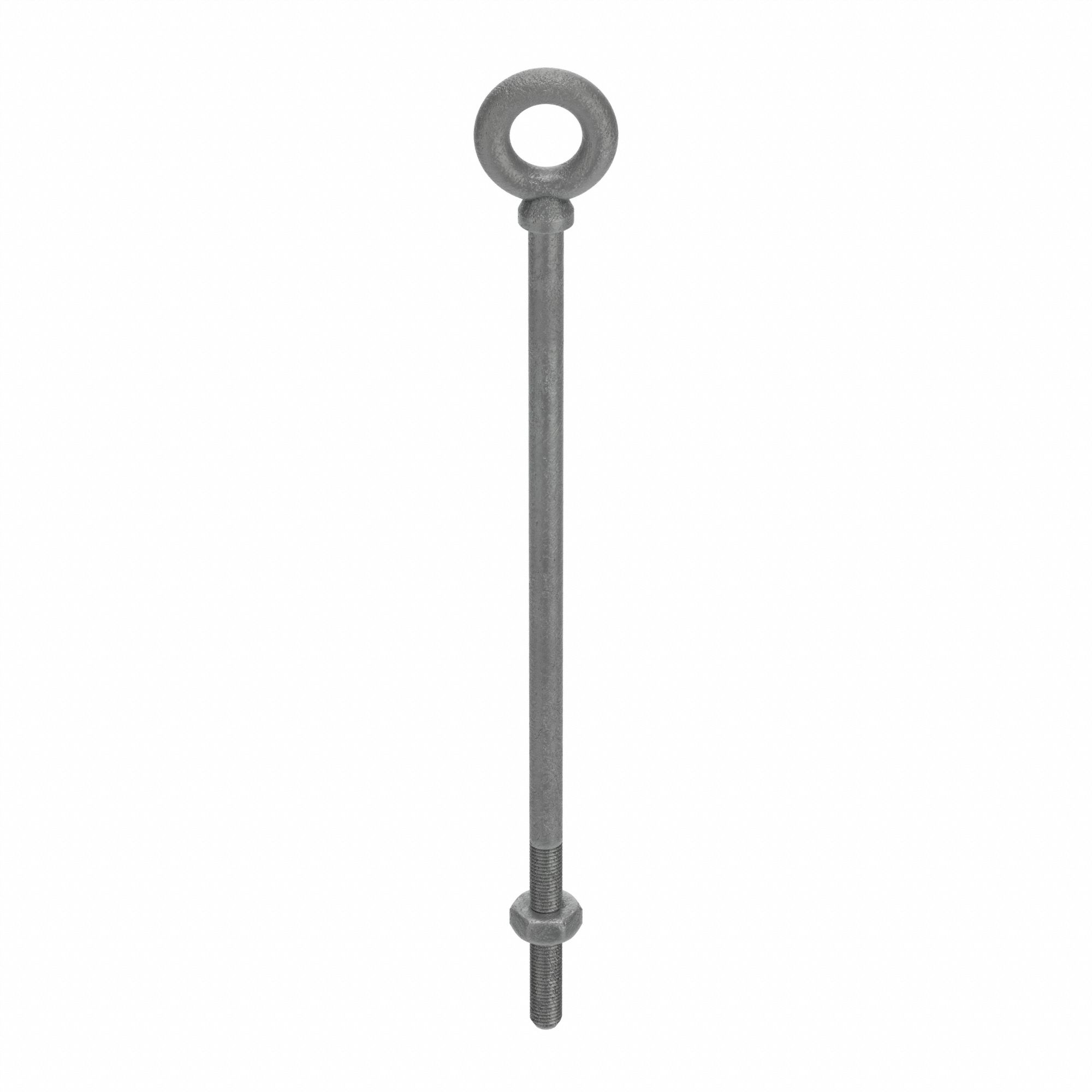 Machinery Eye Bolt: With Shoulder, Steel, Galvanized, 1 1/2"-6 Thread Size, 6 in Thread Lg