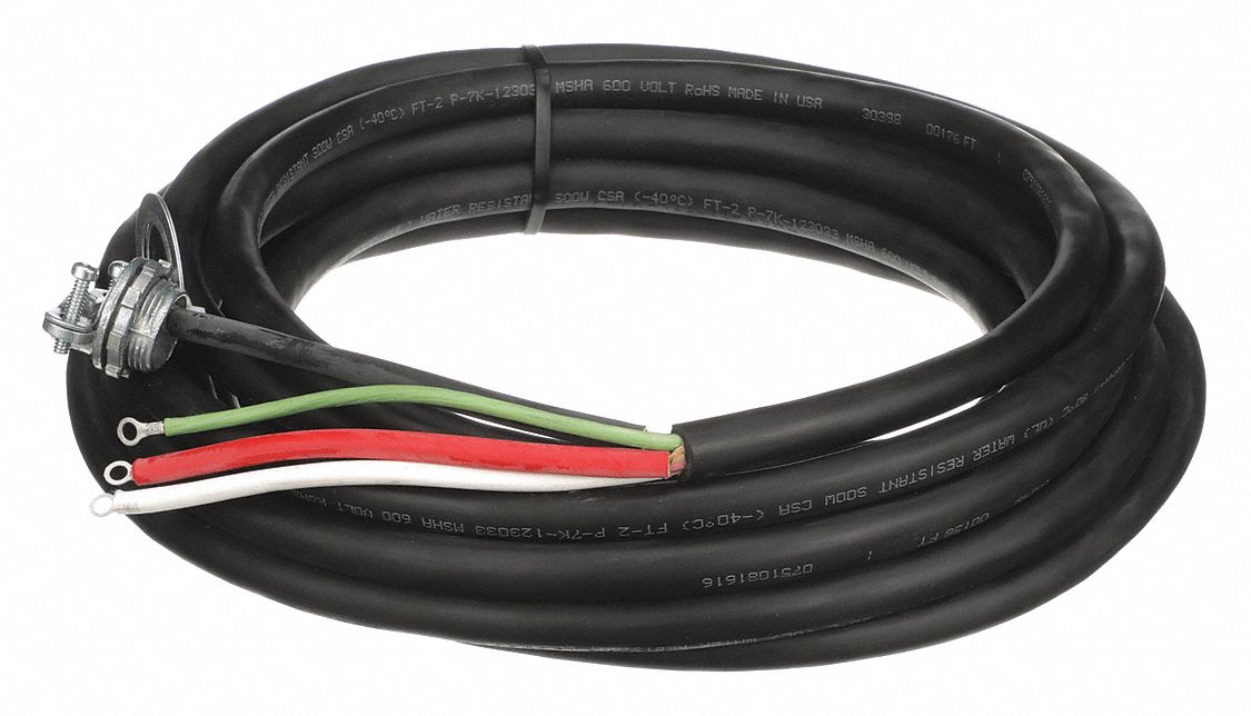 Field Installed Cable Kit: 600V AC, 25 ft Cable Lg, Cable Grip/Wire Sleeves, Black