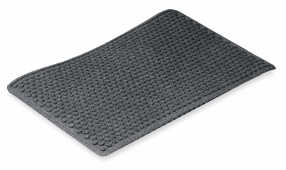 ENTRANCE MAT, 3 X 5 FT, ⅜ IN THICK, GREY, ANTIMICROBIAL, INDOOR