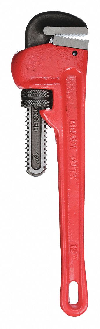 PIPE WRENCH, CAST IRON, 2 IN JAW CAPACITY, SERRATED, 12 IN OVERALL L, I-BEAM