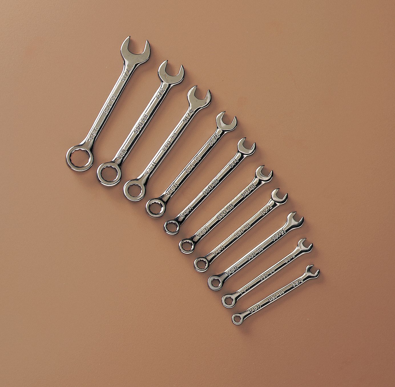 Combo Wrench Set,Polish,5/32-7/16in,10Pc
