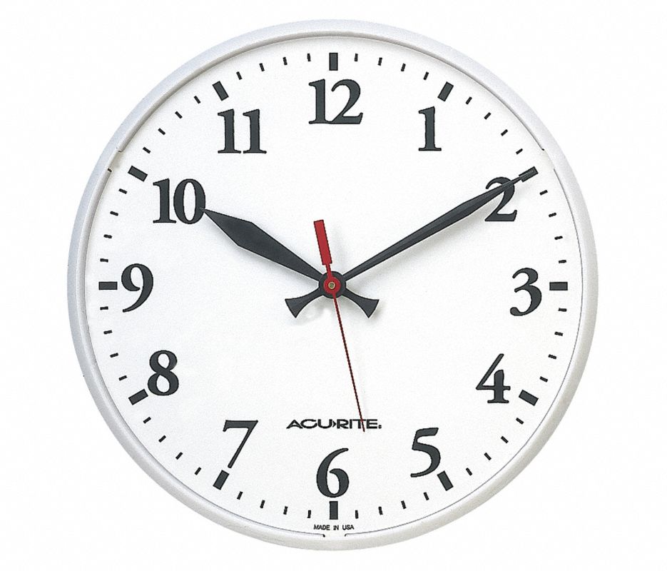 BASIC WHITE CLOCK,12 1/2 In Dia