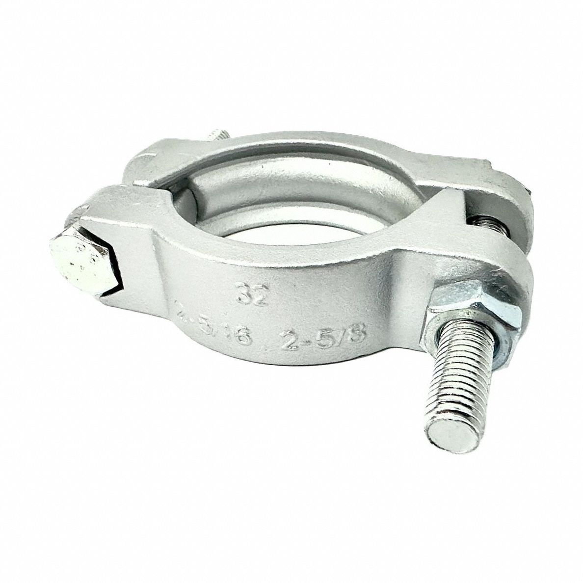 Hose Clamp: Zinc-Plated Steel Band, Smooth, External Hex, 2 5/16 in – 2 5/8 in Dia., 1 in Band Wd