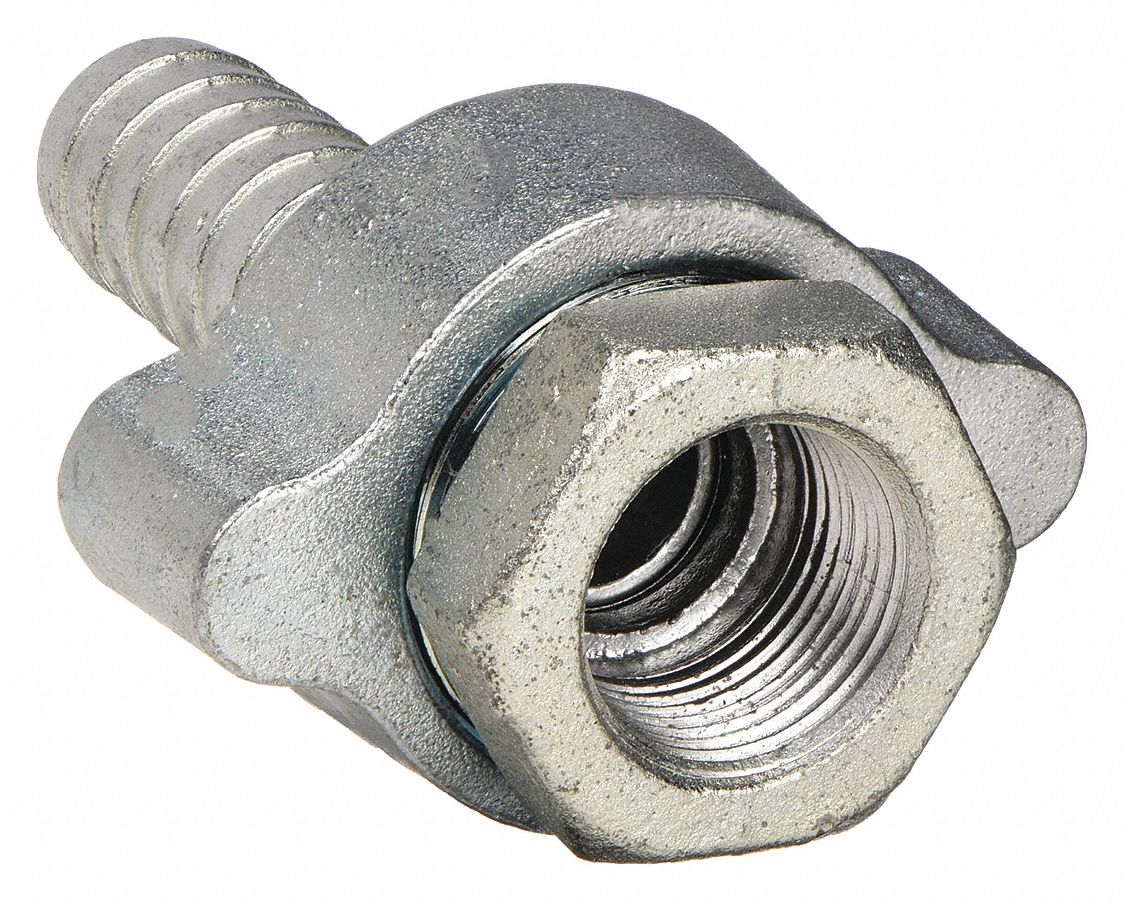 GROUND JOINT COUPLING: FOR ½ IN HOSE I.D., FEMALE SPUD, ½ IN WING NUT PIPE SIZE, NPT