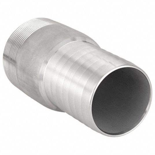 Barbed Hose Fitting: For 2 in Hose I.D., 316 Stainless Steel x 316  Stainless Steel, Hose Barb x NPT