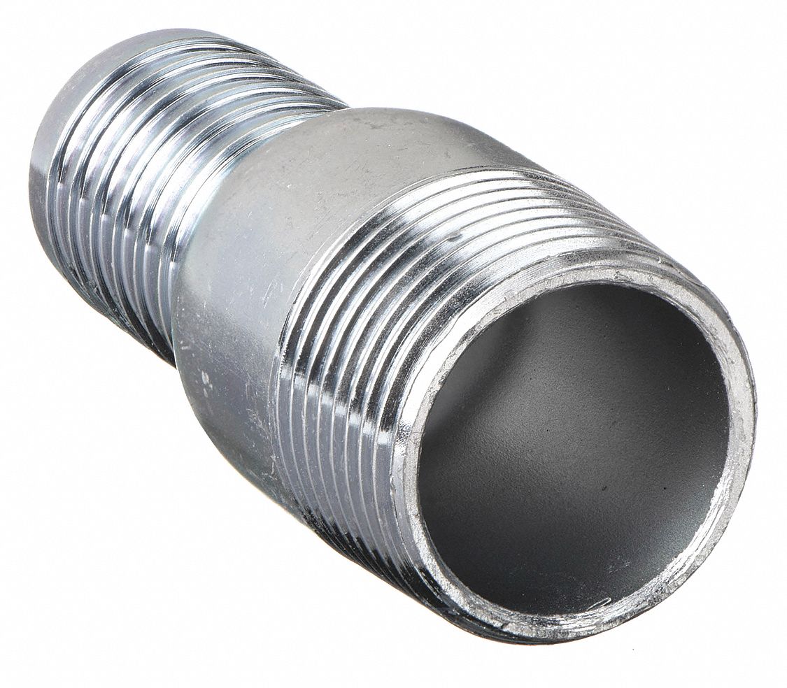 BARBED HOSE FITTING, FOR 1¼ IN HOSE ID, STEEL X STEEL, 1¼ X 1¼ IN FITTING, RIGID