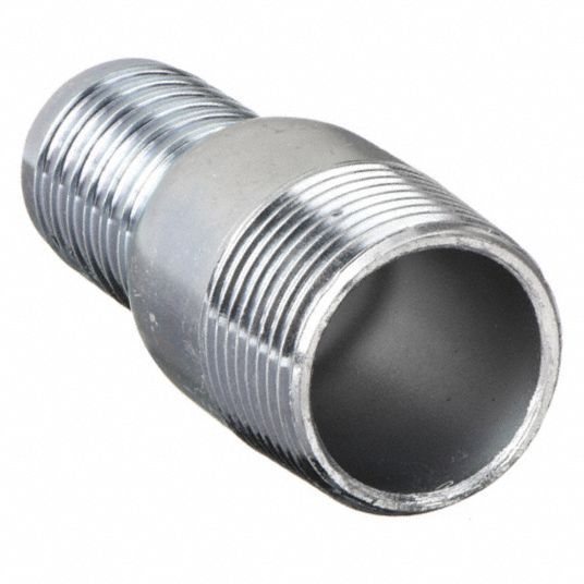 Barbed Hose Fitting: For 1 in Hose I.D., Steel x Steel, 1 in x 1 in Fitting  Size, Hose Barb x NPT