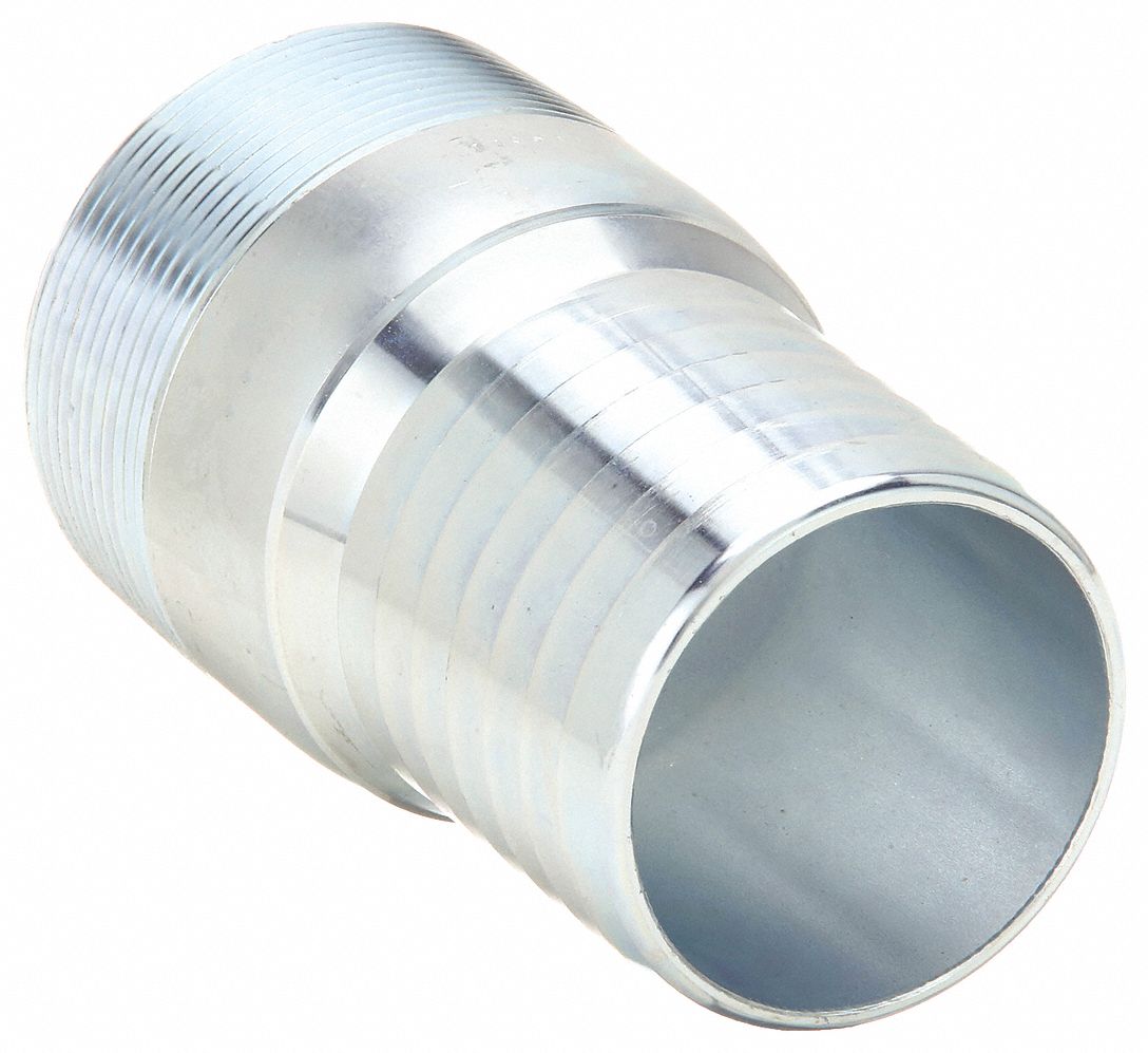 BARBED HOSE FITTING, FOR 4 IN HOSE ID, STEEL X STEEL, 4 X 4 IN FITTING, HOSE BARB X NPT