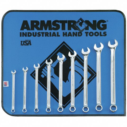 ARMSTRONG INDUSTRIAL HAND TOOLS Combination Wrench Set, Full Polish ...