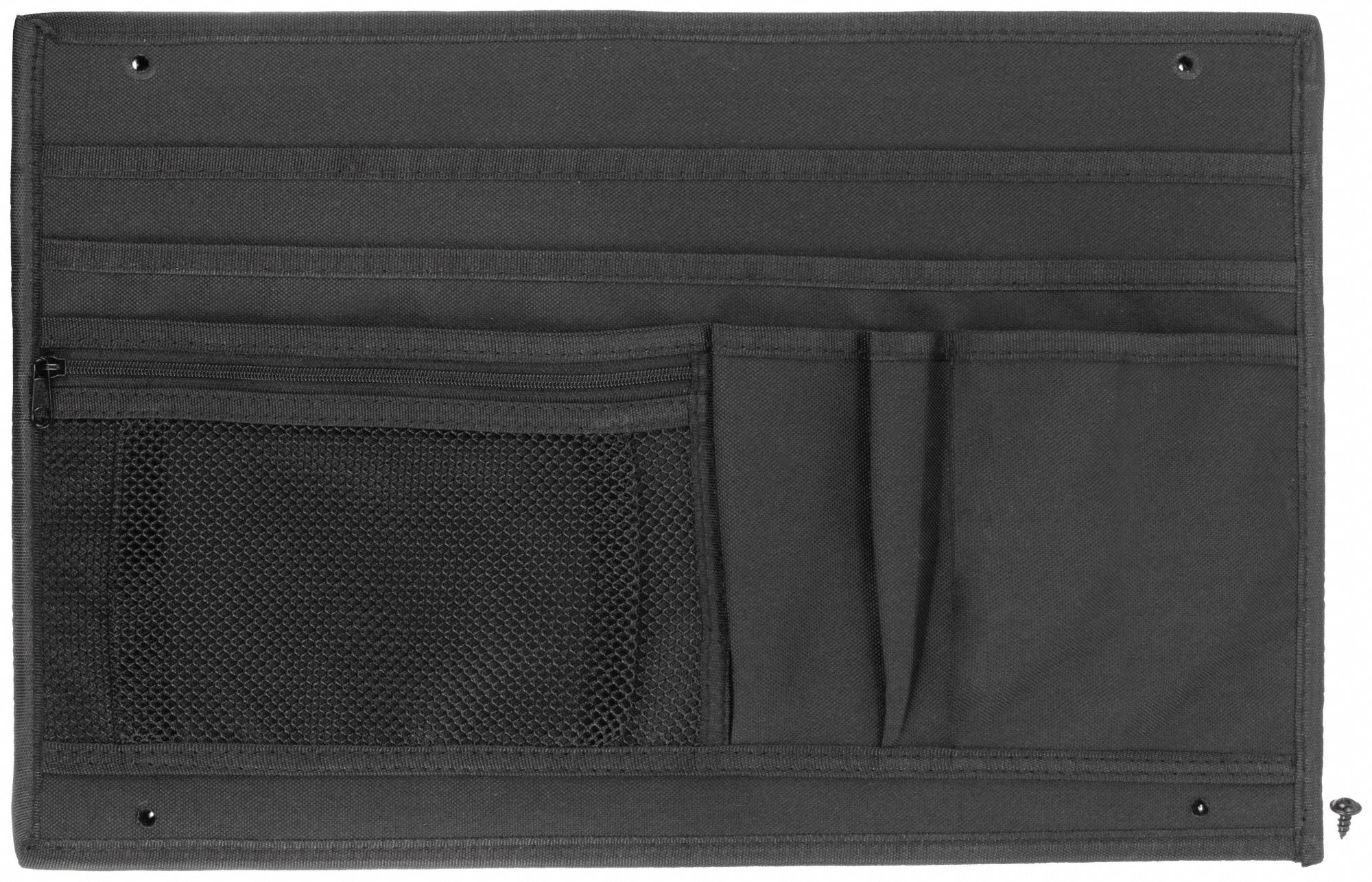 Lid Organizer: 16 1/4 in x 10 1/2 in, 4 Compartments, 4 Openings, Hook and Loop Straps