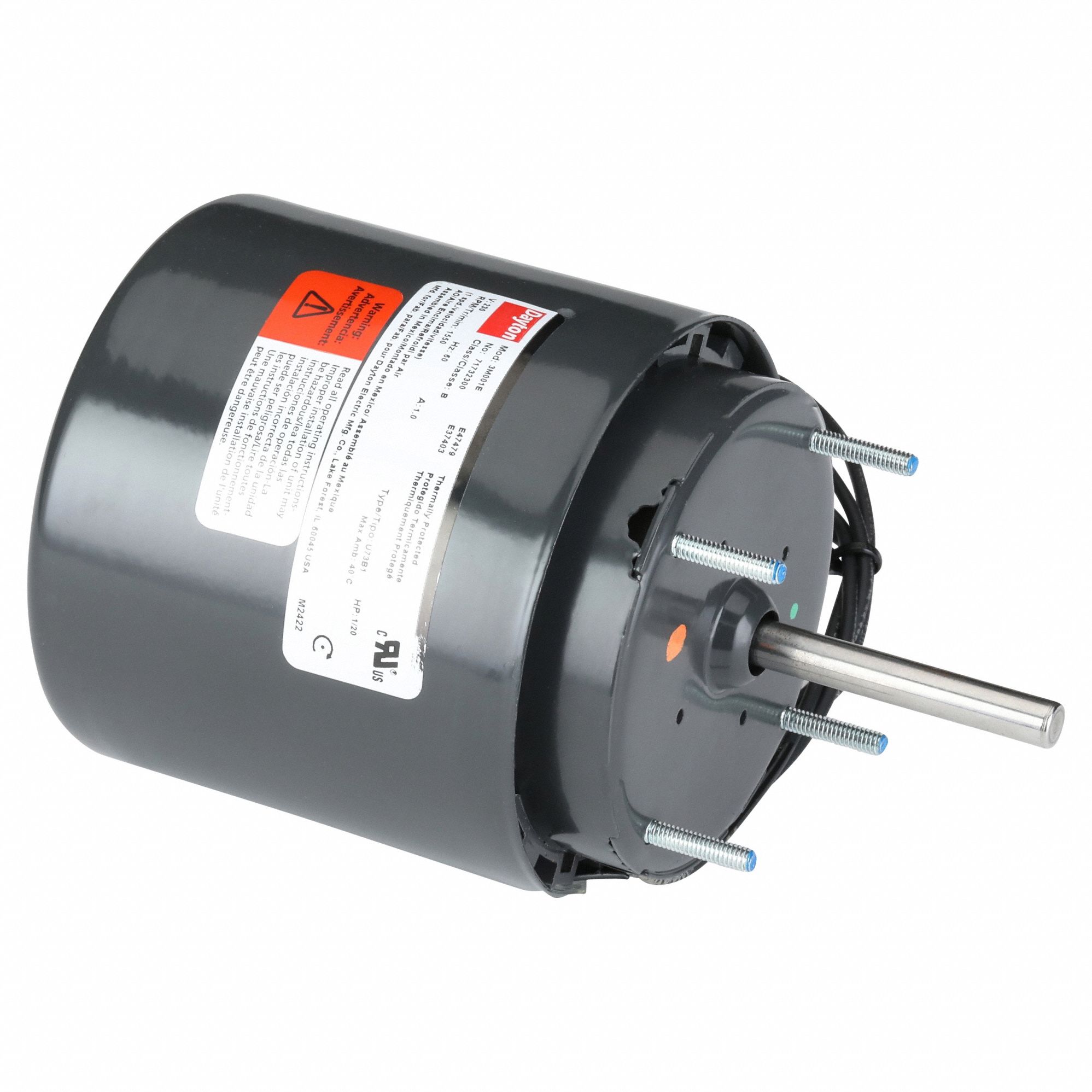 HVAC MOTOR,230V,SHADED POLE,STUD