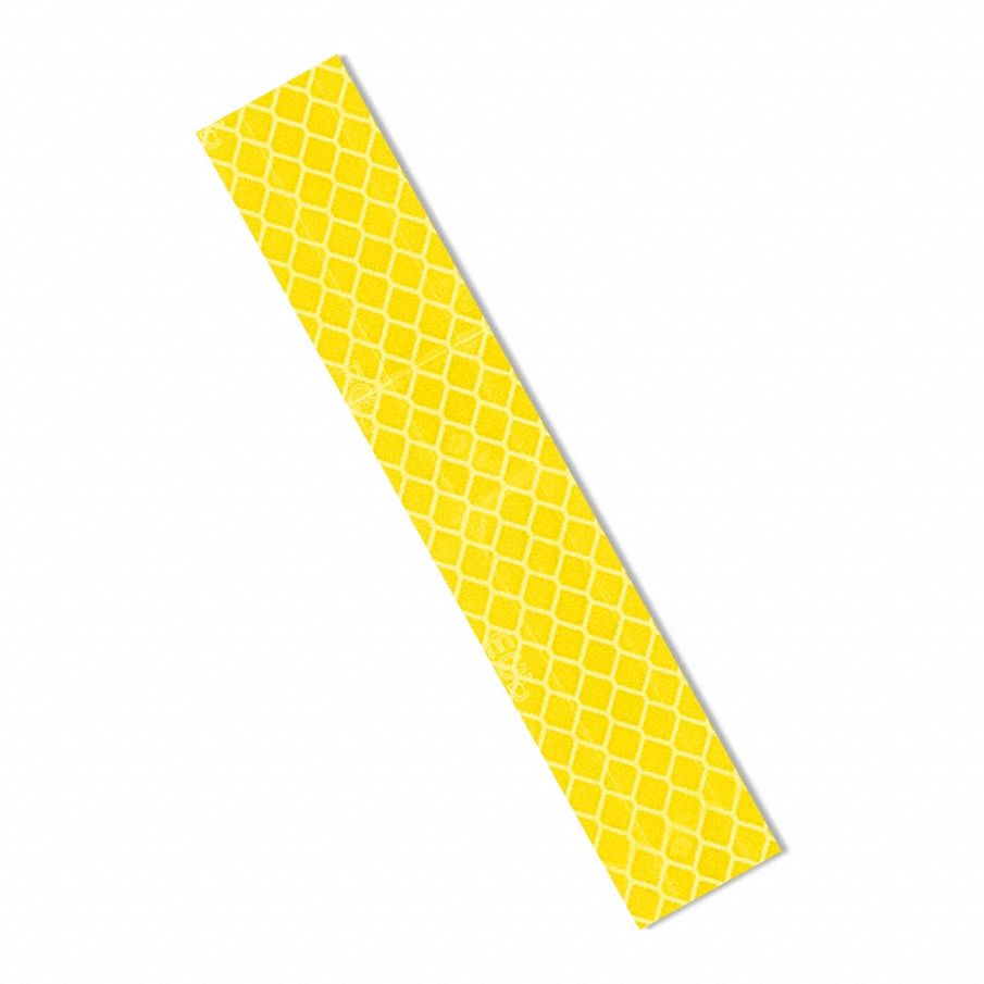 Reflective Tape Strips: Buses/Construction/Emergency Vehicles/Rail, Yellow, 1 in Wd, 6 in Lg, 10 PK