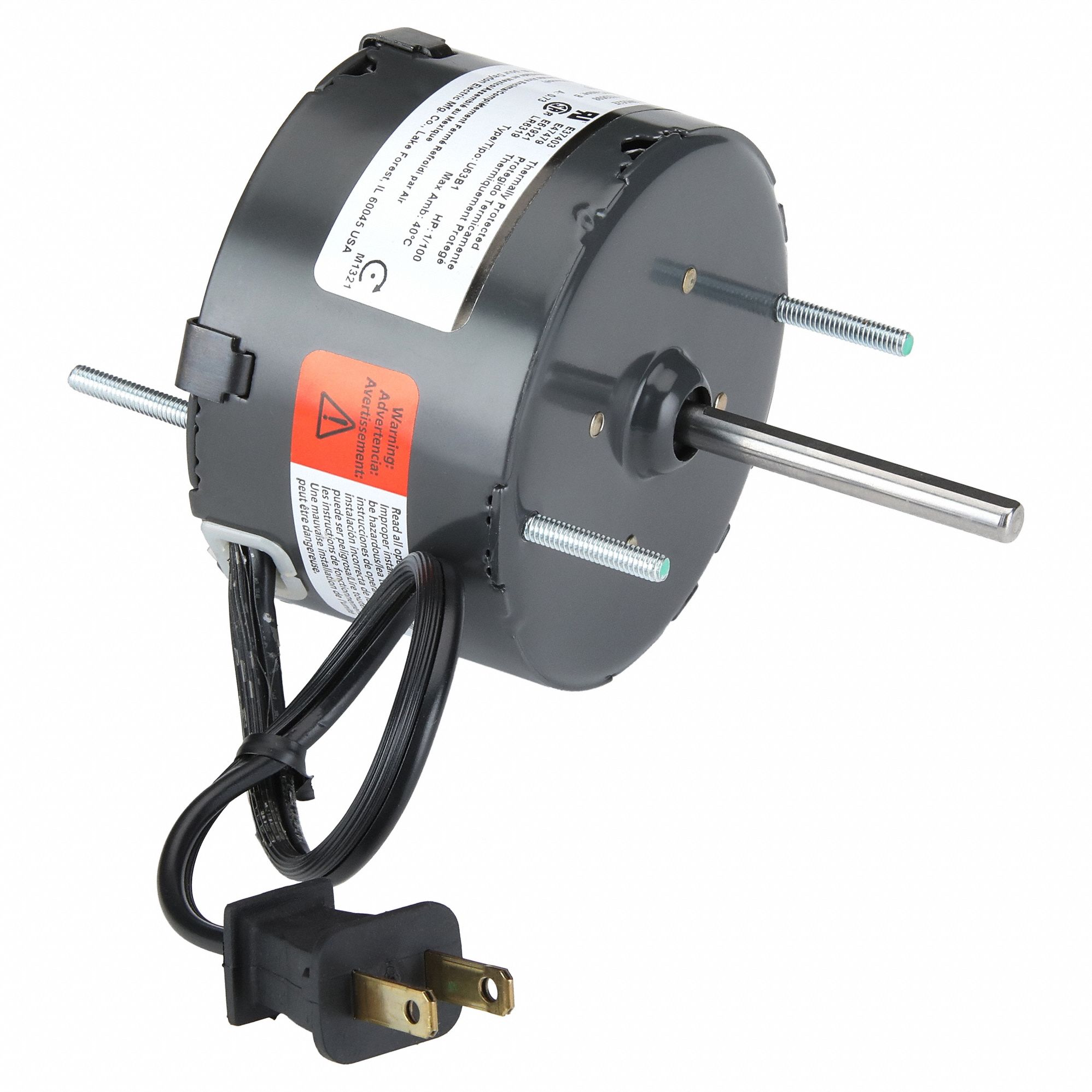 DAYTON HVAC Motor: Totally Enclosed Air-Over, 1/100 HP, 1,550 Nameplate  RPM, 1 Speed, 115V AC, CWSE