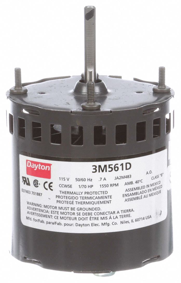 DAYTON HVAC Motor, 1/70 HP, Shaded Pole, Nameplate RPM 1,550, No. of