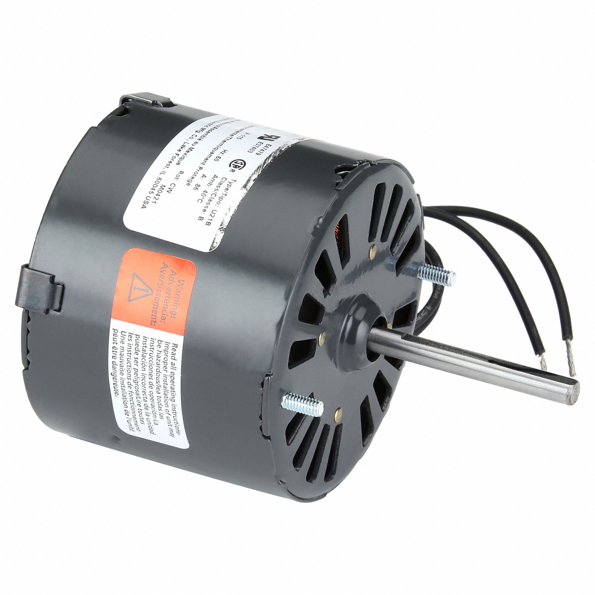 DAYTON HVAC Motor: Open Air-Over, 1/50 HP, 3,000 Nameplate RPM, 1 Speed,  115V AC, Stud Mount, CWSE