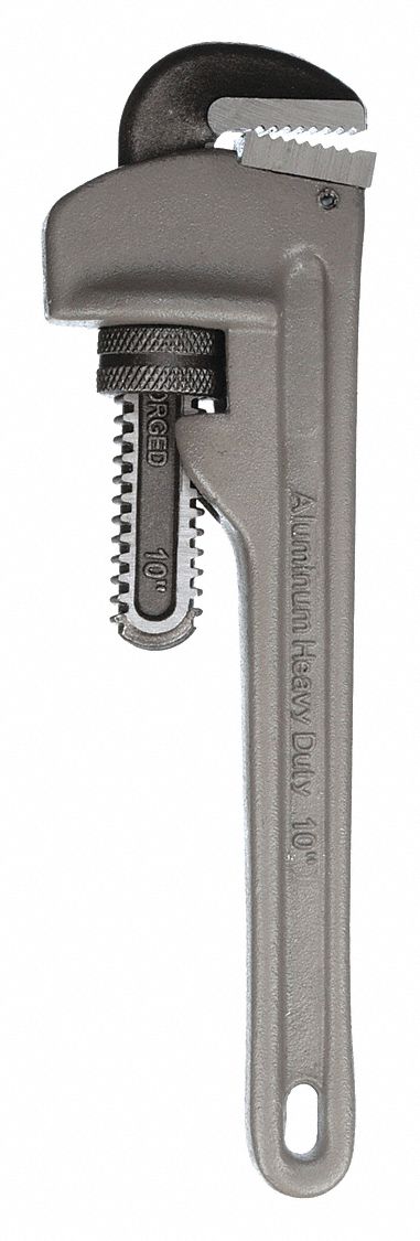 PIPE WRENCH, ALUMINUM, 1 1/2 IN JAW CAPACITY, SERRATED, 10 IN OVERALL L, I-BEAM