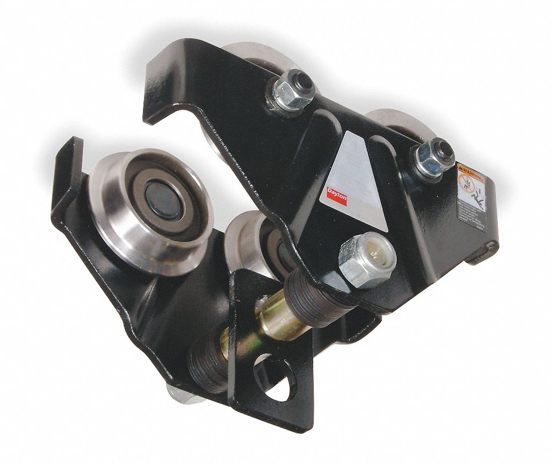 DAYTON Trolley 1,000 lb Load Capacity, Fits 4 in to 10 in Beam Ht, 24
