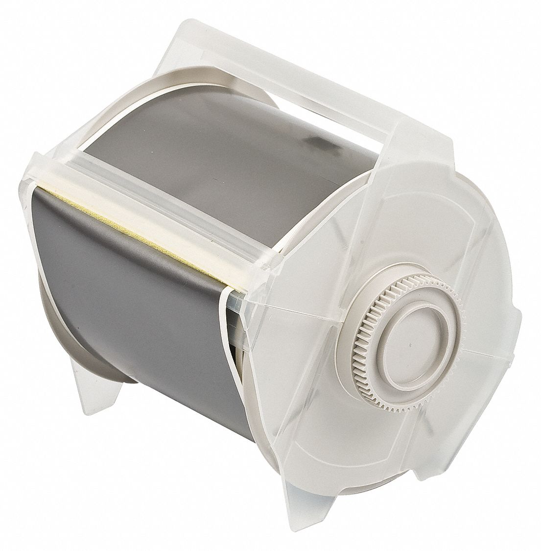 Continuous Label Stock: 4 in x 100 ft, Vinyl, Gray (Gloss), Outdoor