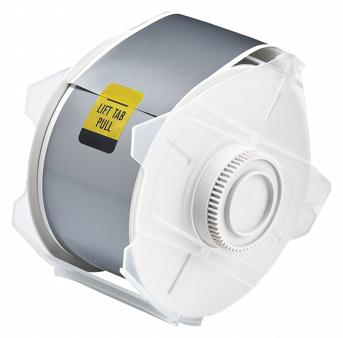 Continuous Label Stock: 2 1/4 in x 100 ft, Vinyl, Gray (Gloss), Outdoor