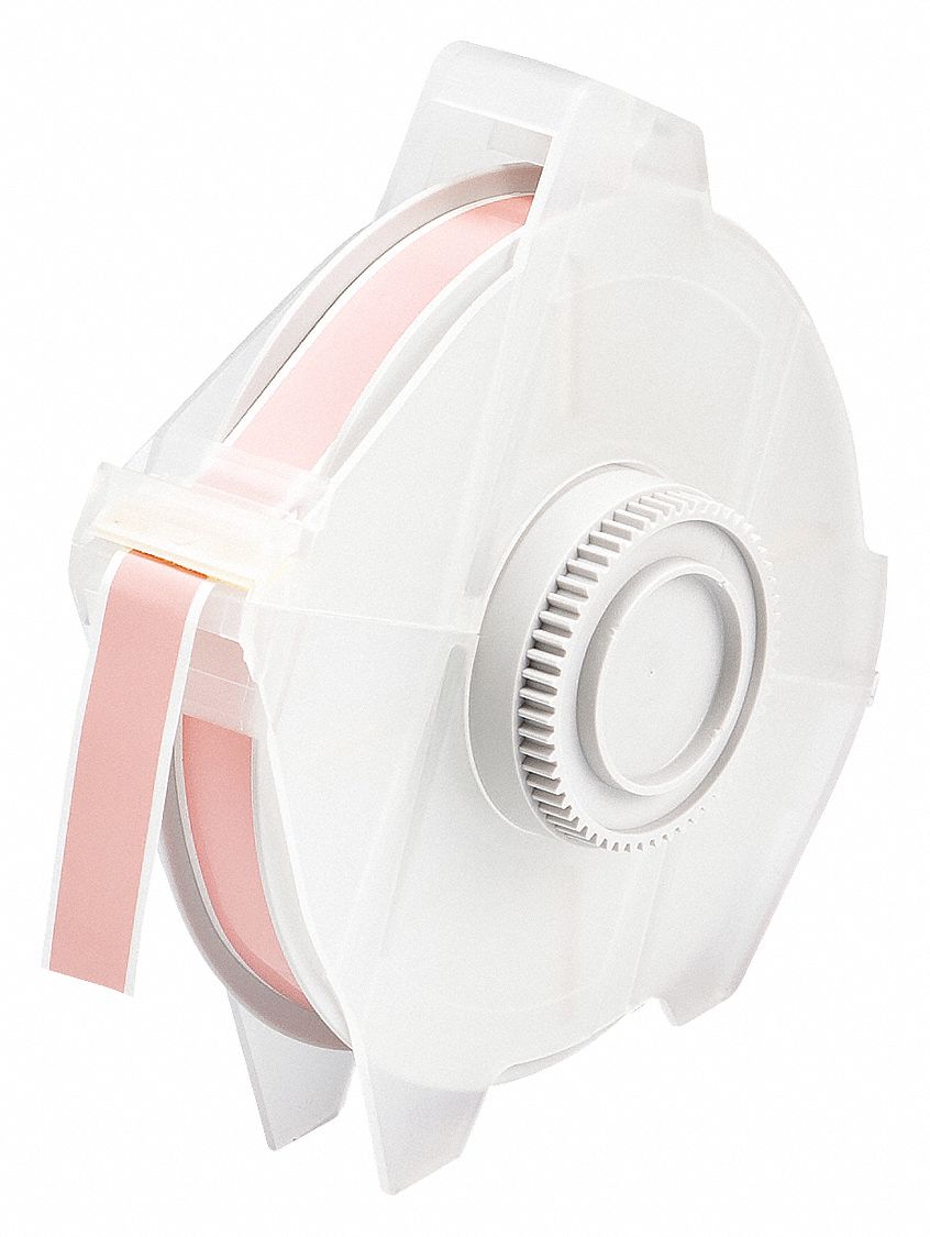 Continuous Label Stock: 1/2 in x 100 ft, Polyester, Pink (Gloss), Outdoor