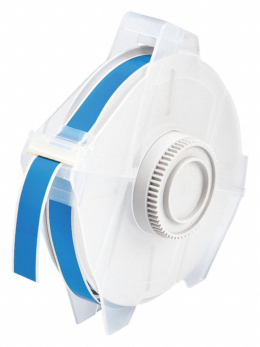 Continuous Label Stock: 1/2 in x 100 ft, Polyester, Blue (Gloss), Outdoor