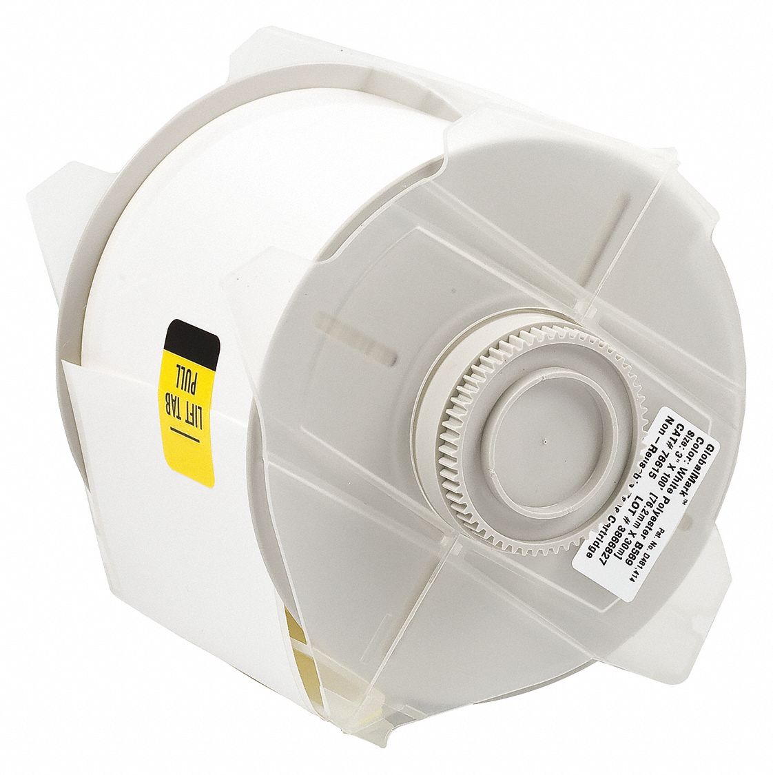 Continuous Label Stock: 3 in x 100 ft, Polyester, White (Gloss), Outdoor