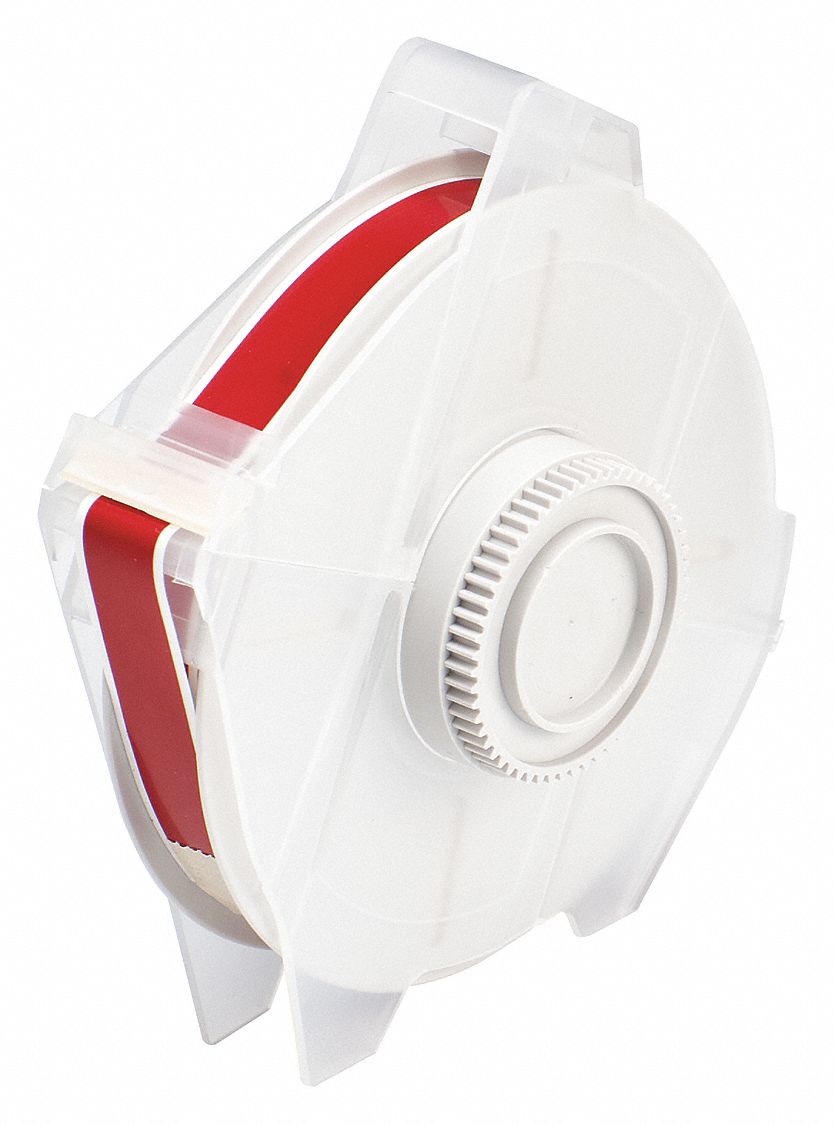 Continuous Label Stock: 1/2 in x 100 ft, Polyester, Red (Gloss), Outdoor