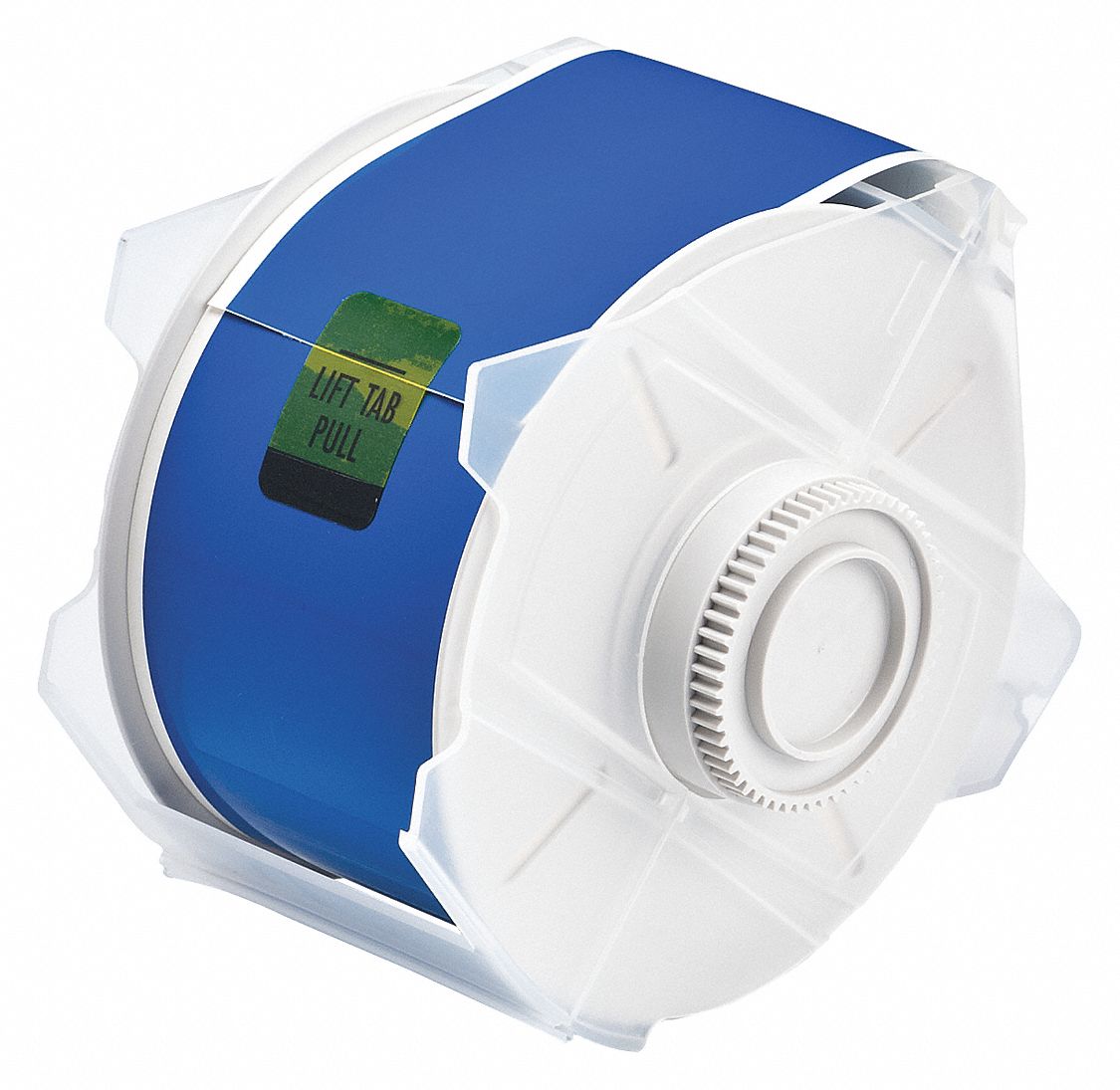 Continuous Label Stock: 2 1/4 in x 100 ft, Polyester, Blue (Gloss), Outdoor