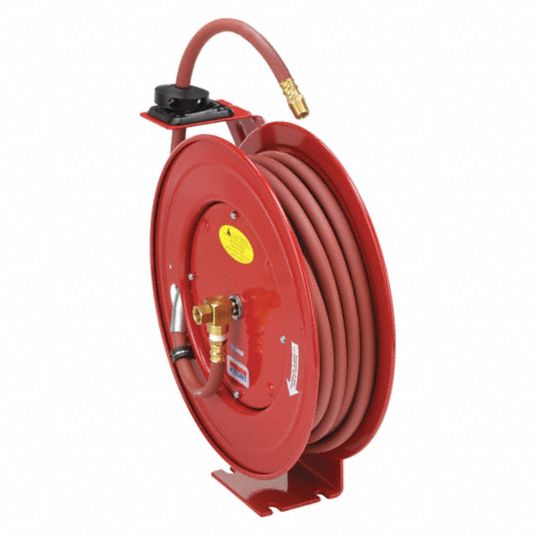 ReelWorks Heavy-Duty Spring-Driven Air Hose Reel — With 1/4in. x 65ft. Hose