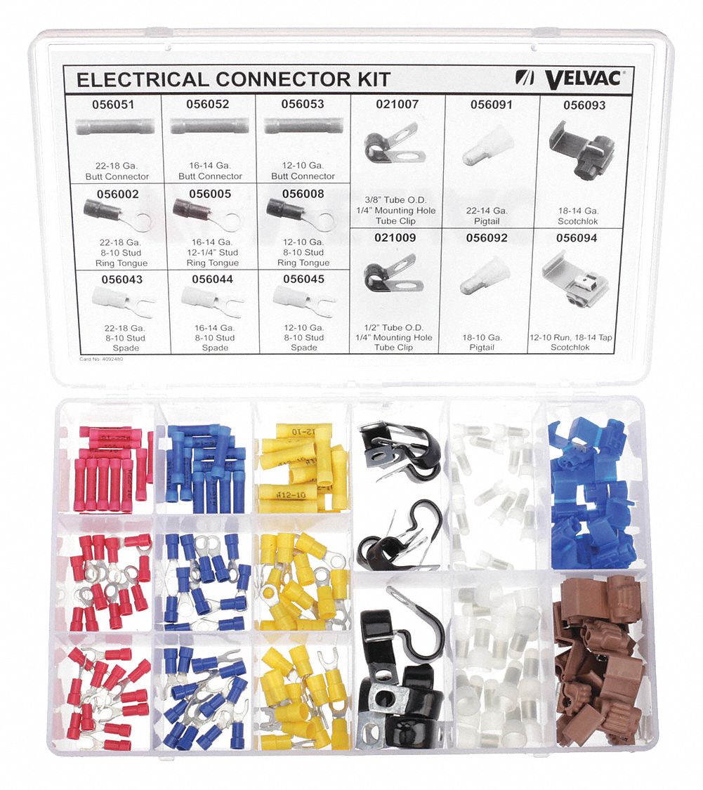 CRIMP CONNECTOR KIT, CRIMP TERMINATION, 170 PIECES