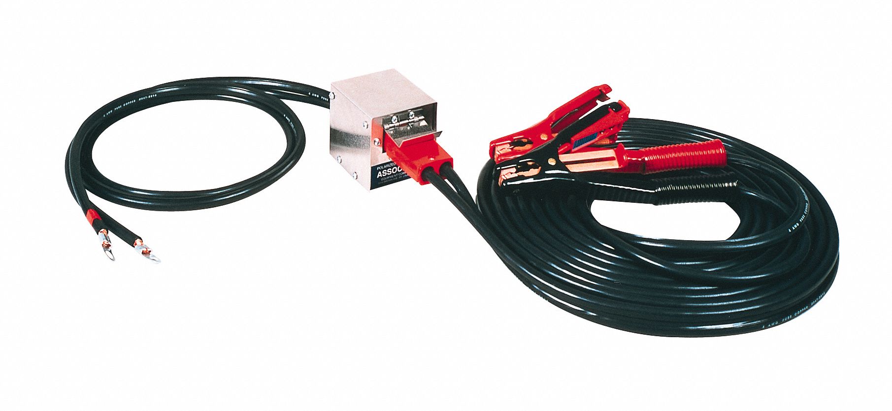 PLUG-IN BOOSTER CABLE SET, CRIMPED, 4 AWG, STANDARD JAW, 25 FT CABLE L, BLACK, COPPER