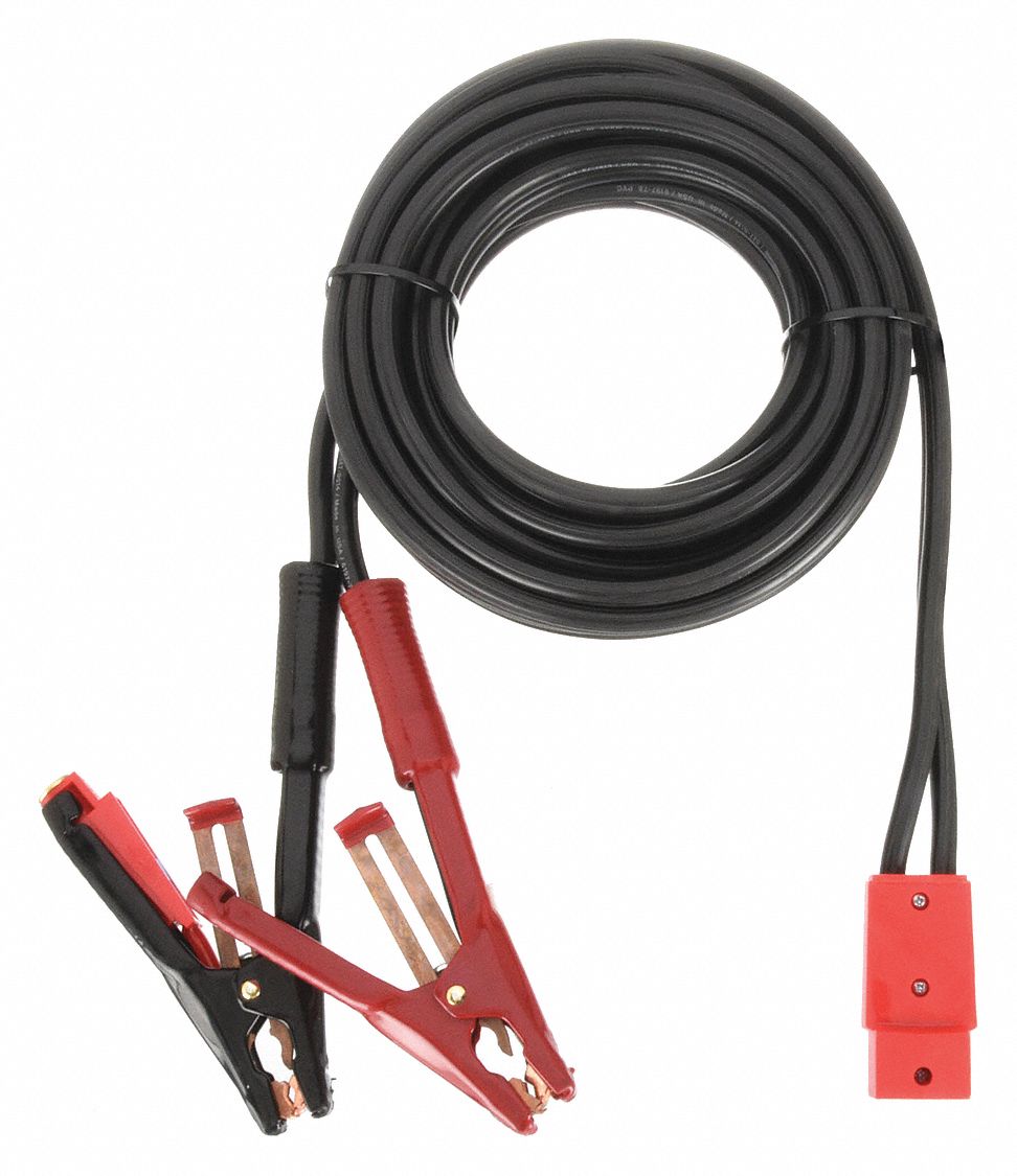 Plug-In Cable for 6139: Crimped, 4 AWG, Std Jaw, 25 ft Cable Lg, Black, Copper