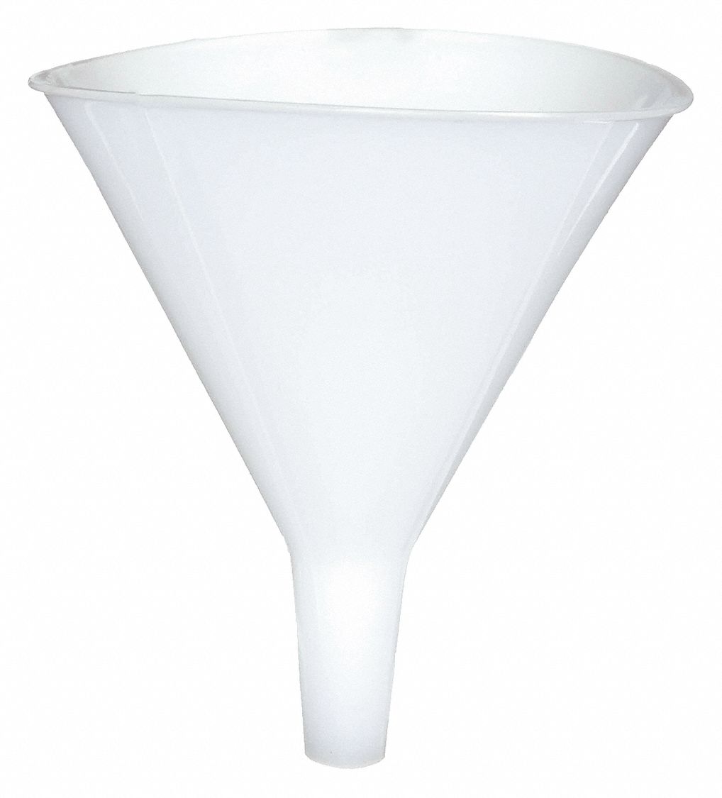 SHORT-STEM FUNNEL, PLASTIC, 3.38 FL OZ CAPACITY, 100 ML CAPACITY, POLYPROPYLENE, WHITE, 12 PK
