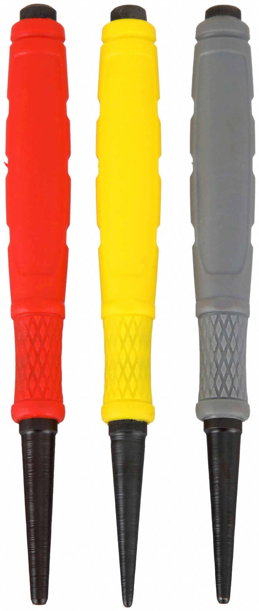 COLOUR CODED NAIL SET, 5 IN OVERALL L, 1/32 IN/1/16 IN/3/32 IN TIP SIZE, CUSHIONED GRIP