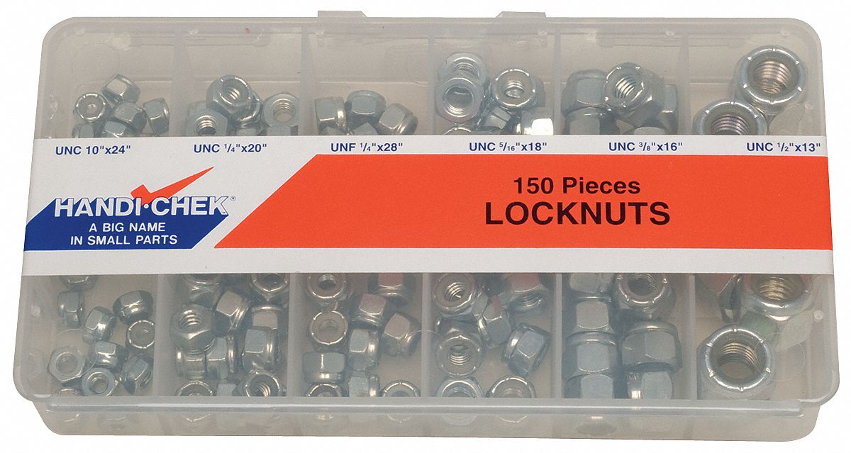 Hx LockNt Asrt Zinc Plated Steel 150PK