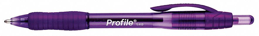 Pen: Profile, Purple / (12) Purple, 1.4 mm, Retractable, Purple, Textured Cushion, 12 PK