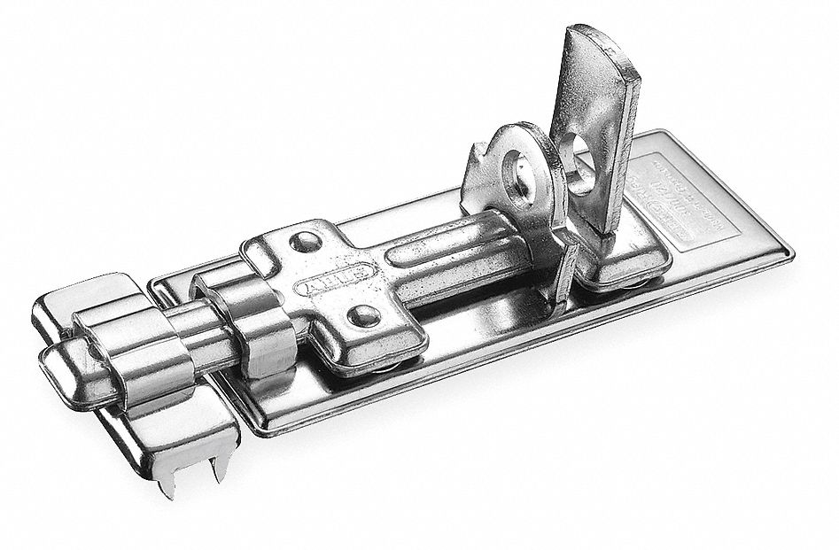 ABUS Slide Bolt Fixed Staple HaspH x 1 3/16 inW x 4 3/4 inL, Chrome Finish 3MPK1300/120