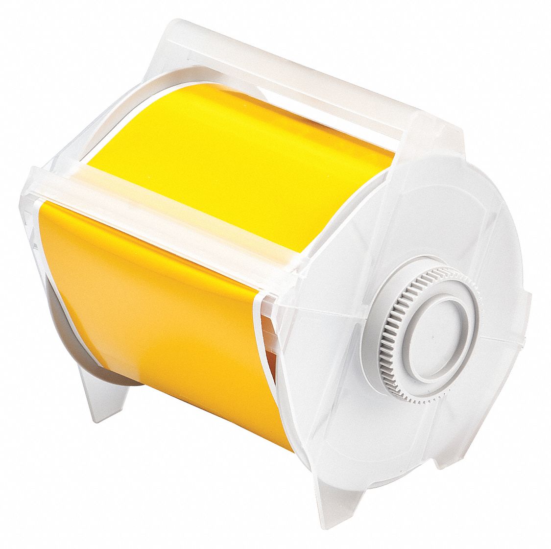 Continuous Label Stock: 4 in x 100 ft, Vinyl, Yellow (Gloss), Outdoor