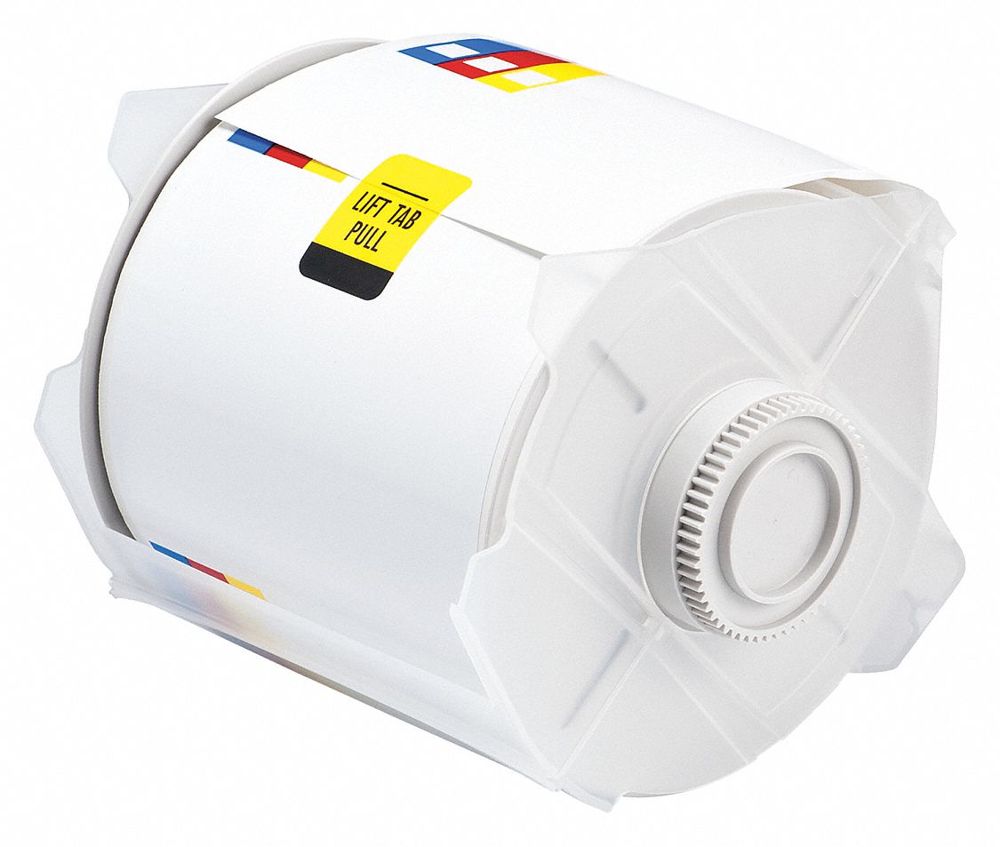 Pre-Cut Label Stock Roll: No Legend, Color Bar, 4 in x 6 1/4 in, 6 1/4 in x 4 in, Vinyl, White