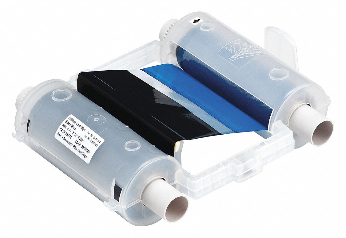 4 1/8 in x 200 ft, Black/Blue, Label Printer Ribbon Cartridge 3MU58