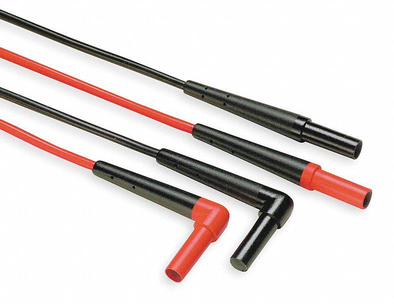 TEST LEADS, CAT III 1000V/CAT IV 600V, STRAIGHT SHROUDED PLUG, RIGHT ANGLE SHROUDED PLUG