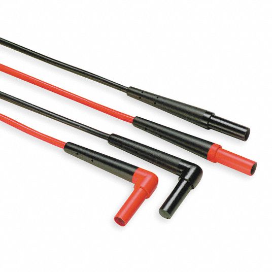 FLUKE Test Leads: CAT III 1000V/CAT IV 600V, Straight Shrouded Plug, Right  Angle Shrouded Plug