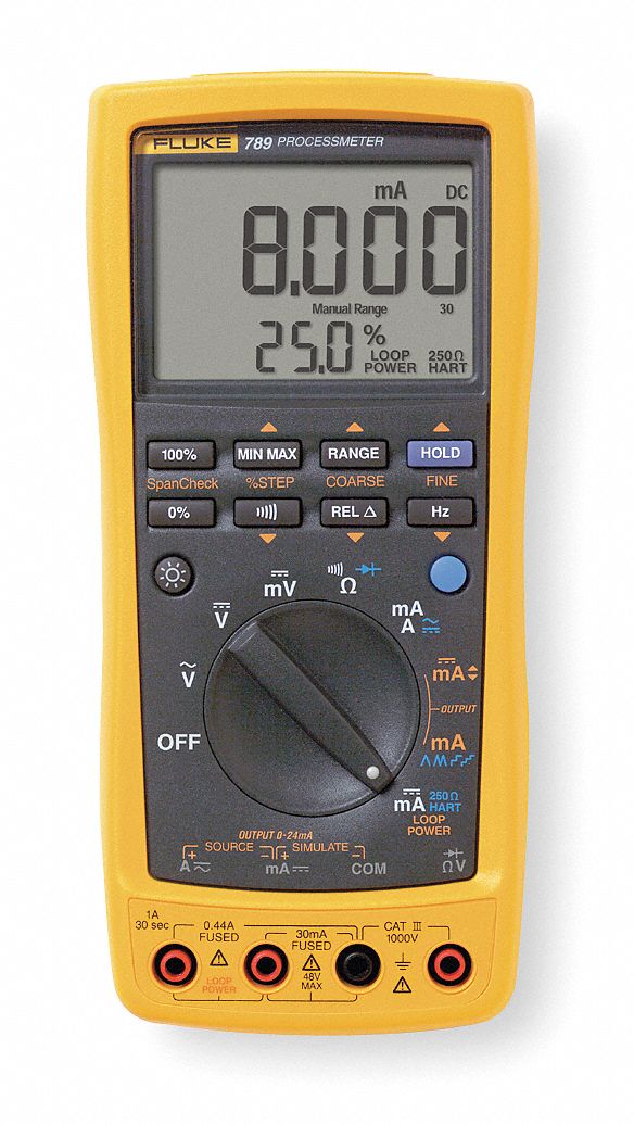 FLUKE Multímetro Digital , 30mA/1A - Multímetro Calibrador de Procesos -  2JUM0