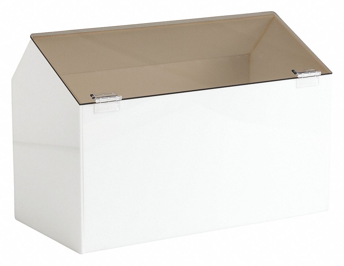 Storage Bin: 12 in Overall Wd, 18 in Overall Ht, 12 in Overall Lg, Acrylic, White, 1 Compartments