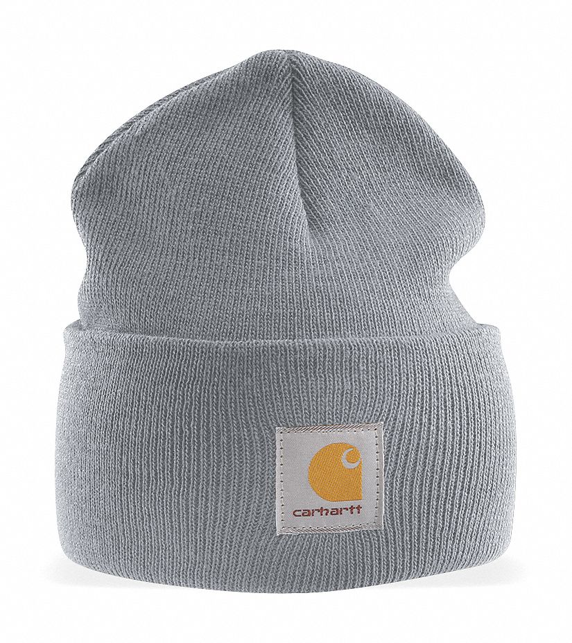 CARHARTT Hat: Beanie Cap, Gray, Universal, Hat, Acrylic, Ears/Head ...